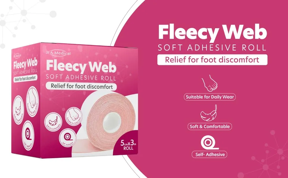 JFA Medical Fleecy Web Adhesive Roll for Feet 5cm x 3m - Fleecy Web