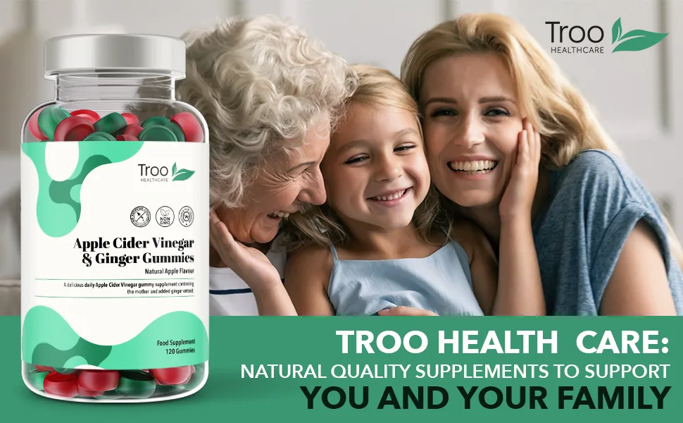 Apple Cider Vinegar & Ginger Gummies - Pure & Unfiltered ACV Supplement with The Mother for Digestive Support - Natural Apple Flavour - No Common Allergens or GMO - apple cider vinegar