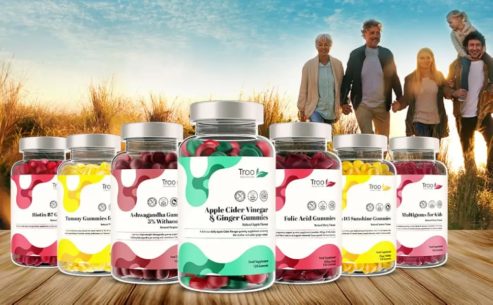 Apple Cider Vinegar & Ginger Gummies - Pure & Unfiltered ACV Supplement with The Mother for Digestive Support - Natural Apple Flavour - No Common Allergens or GMO - Apple cider vinegar gummies