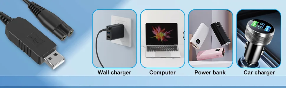 IIYL Charger Cord Replacement for Water Flosser WP360 WP462 WP450 WF13 WP100 Water Flosser USB Charging Cable (Black) - water flosser charger