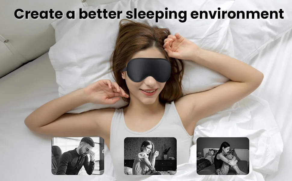 Eye Masks for Sleeping 3D Contoured Sleep Mask Light Blocking Sleep Mask for Women and Men Soft and Comfortable Night Eye Blinder Suitable for Travel Flight Lunch Breaks Sleeping (Grey) - eye mask for sleeping blackout