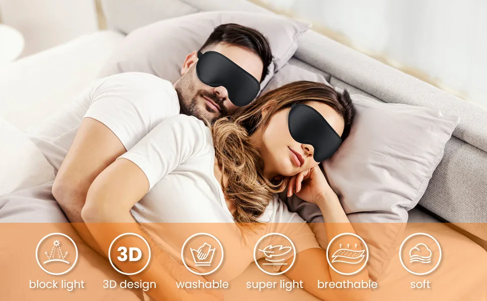 Eye Masks for Sleeping 3D Contoured Sleep Mask Light Blocking Sleep Mask for Women and Men Soft and Comfortable Night Eye Blinder Suitable for Travel Flight Lunch Breaks Sleeping (Grey) - eye masks for sleeping