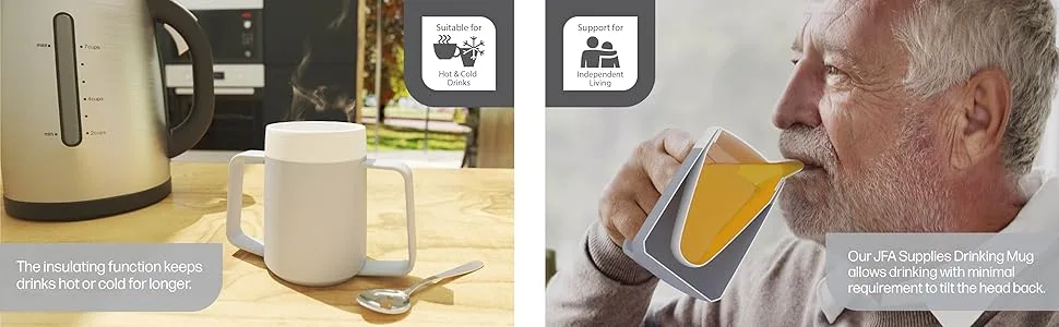JFA Supplies 2 Handles 165ml Grey Adult Drinking Mug/Drinking Cup/Sippy Cup/Non Spill Cup - Adult drinking cup image :06