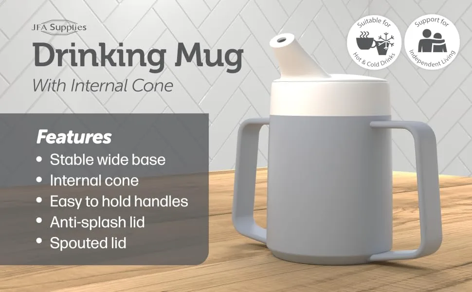 JFA Supplies 2 Handles 165ml Grey Adult Drinking Mug/Drinking Cup/Sippy Cup/Non Spill Cup - JFA Adult drinking cup image -04