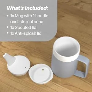 JFA Supplies 1 Handle 165ml Grey Adult Drinking Mug/Drinking Cup/Sippy Cup/Non Spill Cup - JFA Adult drinking cup image -01