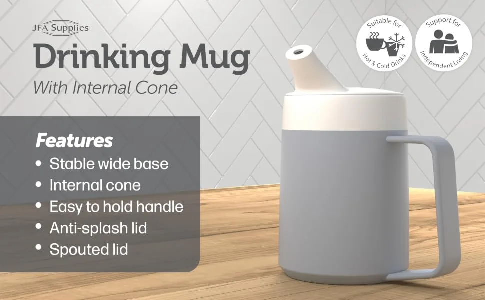 JFA Supplies 1 Handle 165ml Grey Adult Drinking Mug/Drinking Cup/Sippy Cup/Non Spill Cup - JFA-Adult drinking cup image -05
