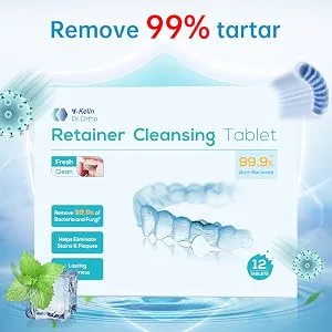Y-Kelin Retainer Cleaner Retainer Cleansing Tablets Denture Cleaning Tablet Retainer Dentures Mouth Guard Cleaner 12 Tablets 12 tabs - product information 3