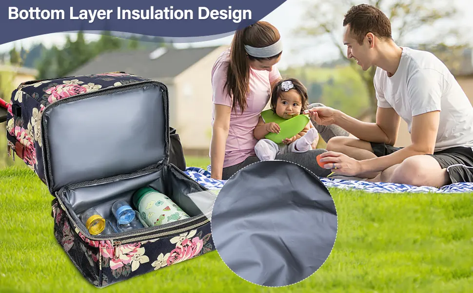 Luckits Nappy Bag 2 Layer Changing Bag Waterproof Diaper Bag with Insulated Pockets and Pacifier Holder Nappy Changing Bags Multi-Function Baby Bag with USB Port Stroller Strap for Mom & Dad - baby changing bag nappy bag baby bag for mum