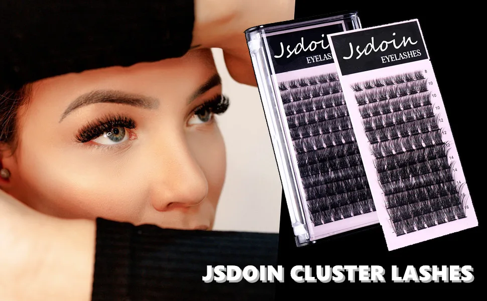 Jsdoin Cluster Lashes 84 Pcs Wide Stem C/D Curl 8-16mm Length DIY Eyelash Extension False Lashes Individual Natural&Mega Styles Soft for Personal Makeup Use at Home - 970*600