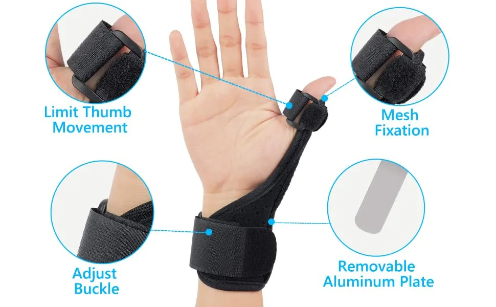 ACWOO Thumb Wrist Support Brace Reversible Thumb & Wrist Support with Two Metal Splint Thumb Spica Splint for Right & Left Hand Trigger Thumb Immobilizer for Arthritis Tendonitis Sprains - product information 3
