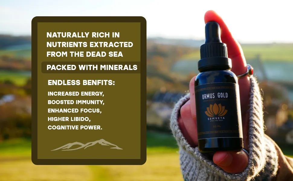 ORMUS Gold (100ml) - Semveta Monatomic ORMUS Gold - ORMUS Gold Liquid in Colloidal Gold - Colloidal Gold Health Spiritual Supplement - ORMUS gold nutrient rich dead sea salt minerals immunity boost increased cognitive function powder