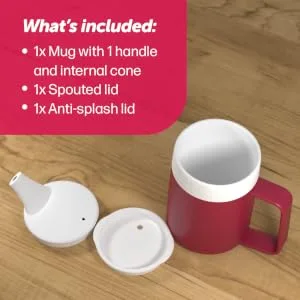 JFA Supplies 1 Handle 165ml Red Adult Drinking Mug/Drinking Cup/Sippy Cup/Non Spill Cup - JFA-Adult drinking cup image-01