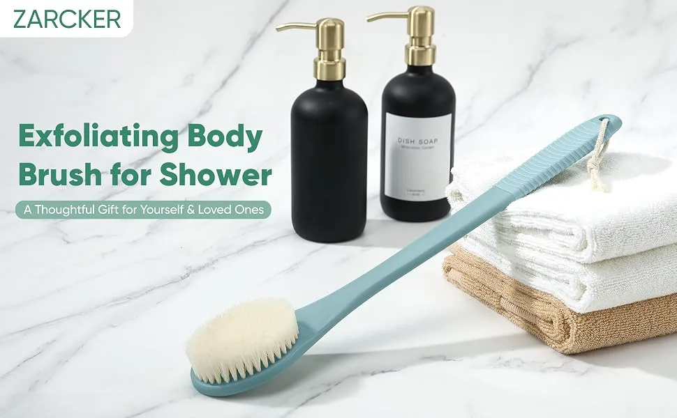 Body Back Scrubbers for Use in Shower Back Bath Shower Brush with Long Handle Exfoliating Body Brushes for Shower Scrub Light Blue - Body Brush for Shower A+10