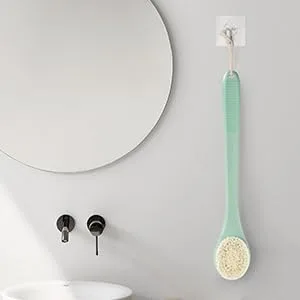 Body Scrubber Men Exfoliating Shower Brush Long Handle for Body Long Handle Back Washers for Shower Light Green - Body Brush for Shower A+2