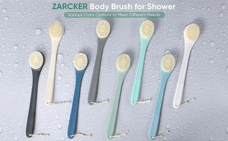 Body Scrubber Men Exfoliating Shower Brush Long Handle for Body Long Handle Back Washers for Shower Light Green - Body Brush for Shower A+8