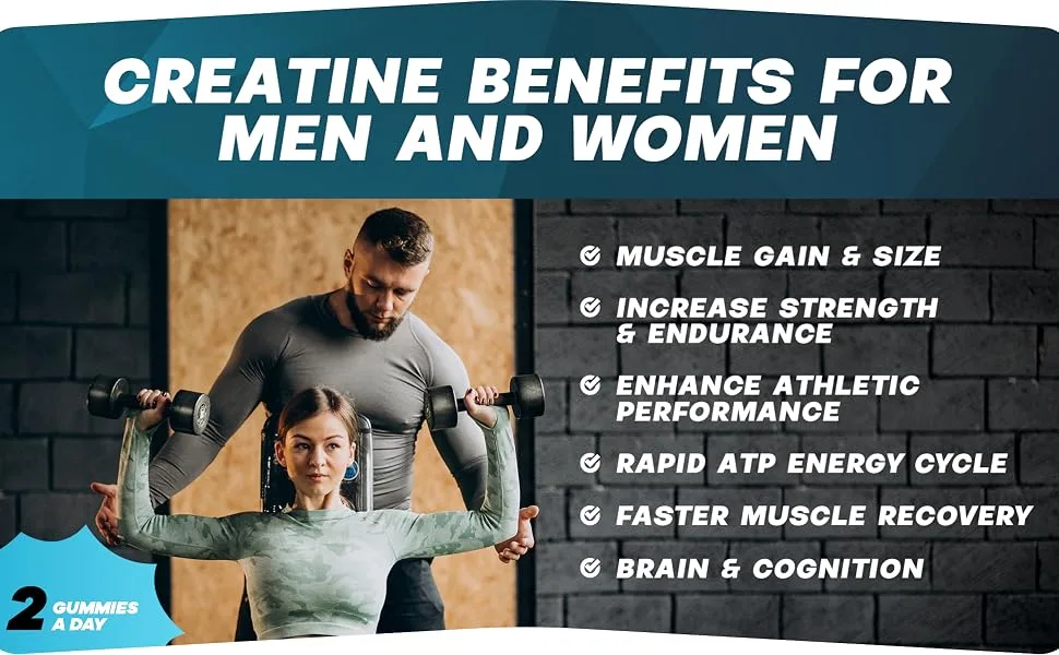 VITAFUSE Creatine Monohydrate Gummies | 4000mg Daily Serving Creatine Gummies in Mixed Berry Flavour | Creatine Gummies for Women & Men - Benefits
