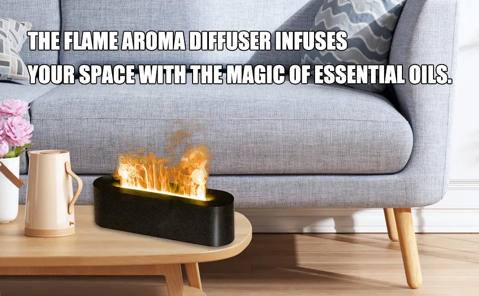 Flame Diffuser Upgrade 7 Colour Lights Essential Oil Diffuser Super Quiet Aromatherapy Diffuser Electric Aroma Diffuser Waterless Auto-Off for Home Office Room Black - flame diffuser