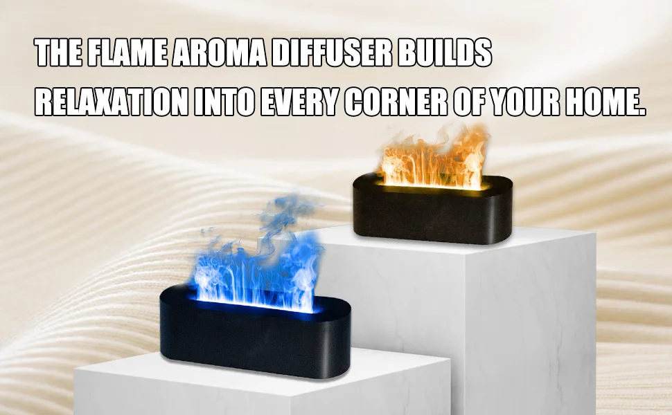 Flame Diffuser Upgrade 7 Colour Lights Essential Oil Diffuser Super Quiet Aromatherapy Diffuser Electric Aroma Diffuser Waterless Auto-Off for Home Office Room Black - flame diffuser