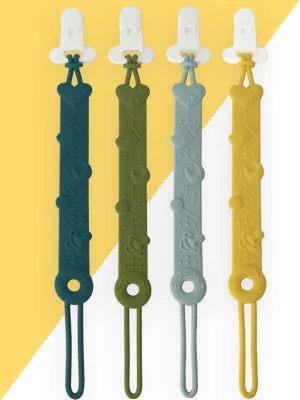Dummy Clip MOBU 4pcs Soft Silicone Dummy Clips Boys Girls Cute & Stylish Colours Pacifier Clips Holders Soother Clips Chains (4 Colors_ ) - dummy clip