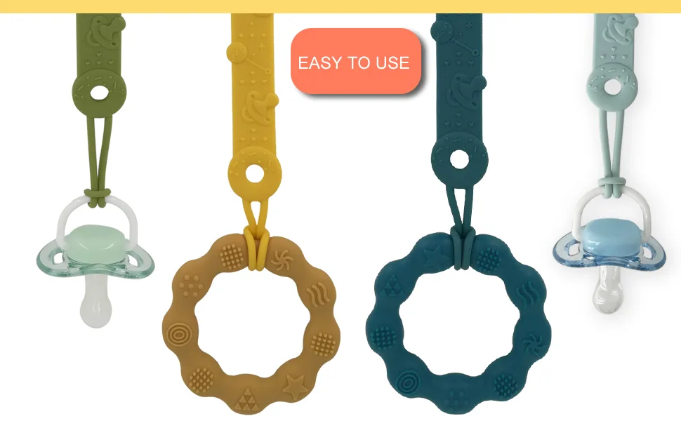 Dummy Clip MOBU 4pcs Soft Silicone Dummy Clips Boys Girls Cute & Stylish Colours Pacifier Clips Holders Soother Clips Chains (4 Colors_ ) - dummy clips