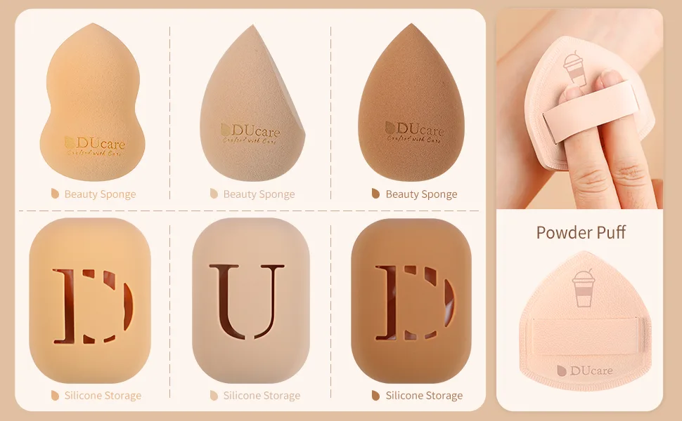 DUcare Makeup Brushes 14Pcs Coffee Series Makeup Brush set with Makeup Sponges Premium Gifts Foundation Blending Face Powder Blush Eye Shadows Brushes - product information 9