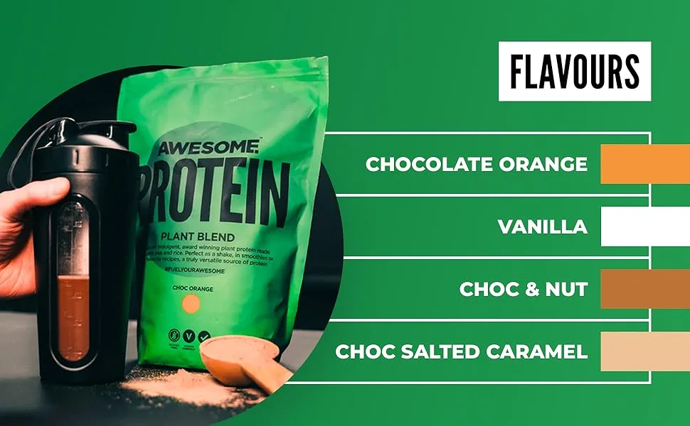 Chocolate Nut Awesome Protein Powder by Ben Coomber | 1kg Vegan Organic Flavoured Protein | 33 Servings Low-Calorie Plant-Based Chocolate Nut Protein Powder - Awesome Protein Flavours