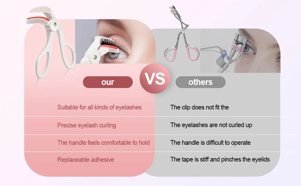 Eyelash Curler Wide-Angle Eyelash Curler and Partial Eyelash Curler Combo Set Eyelash Curler with 2 Silicone Replacement Pads Comfortable Grip 24-Hour Eyelash Curling - product information 2