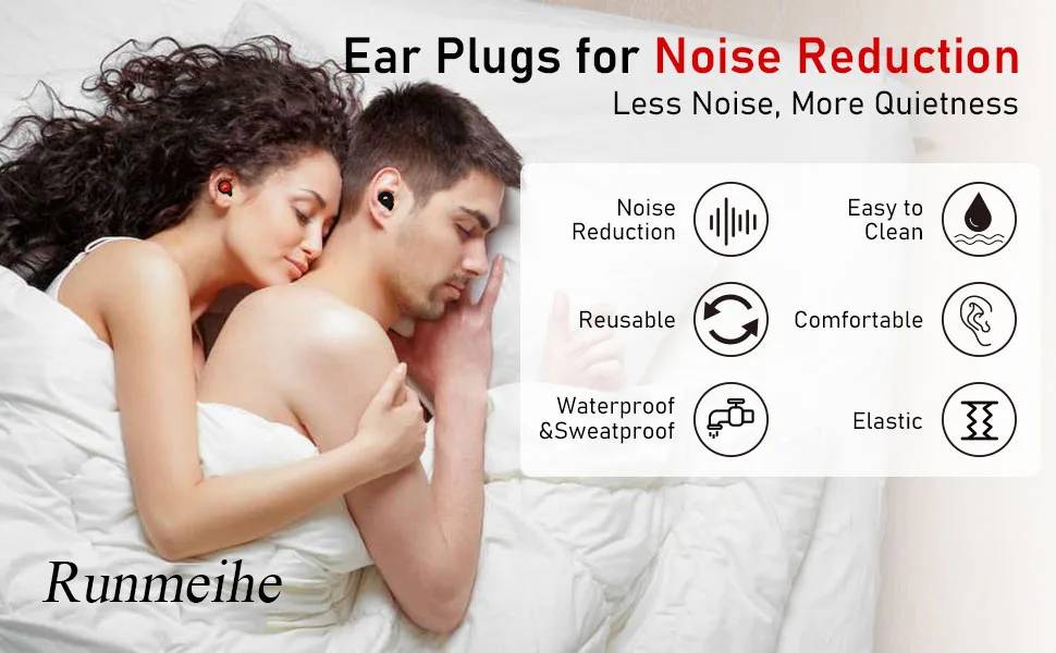 Ear Plugs Noise Cancelling Ear Plugs for Sleeping Swimming Studying Working Concert Ear Plugs with 3-Layer Noise Reduction (Black+Red) - ear plug