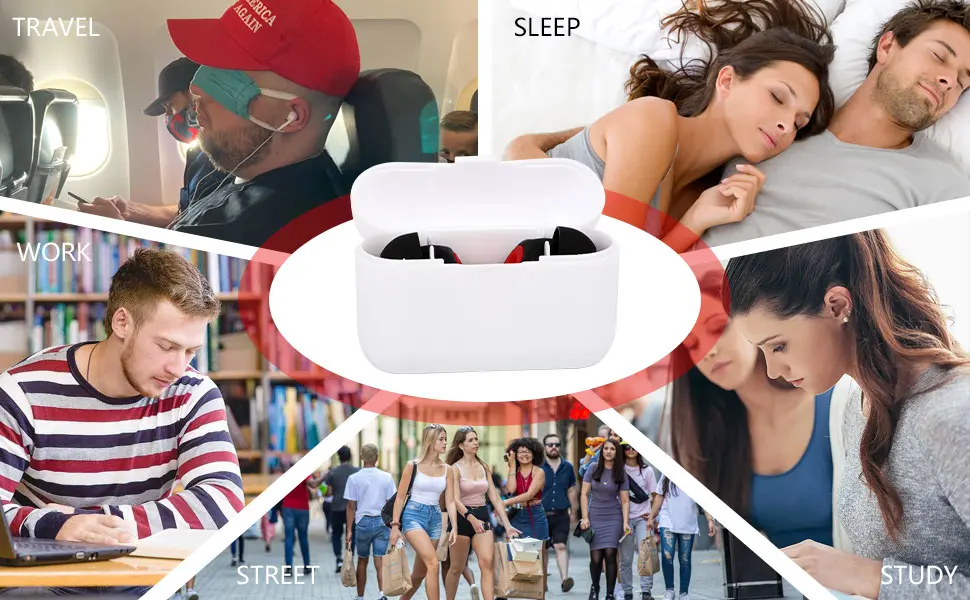 Ear Plugs Noise Cancelling Ear Plugs for Sleeping Swimming Studying Working Concert Ear Plugs with 3-Layer Noise Reduction (Black+Red) - ear plug