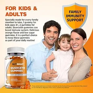 Quercetin & Bromelain | Immune Support Gummies | Powerful Antioxidant Respiratory & Joint Support | - quercetin