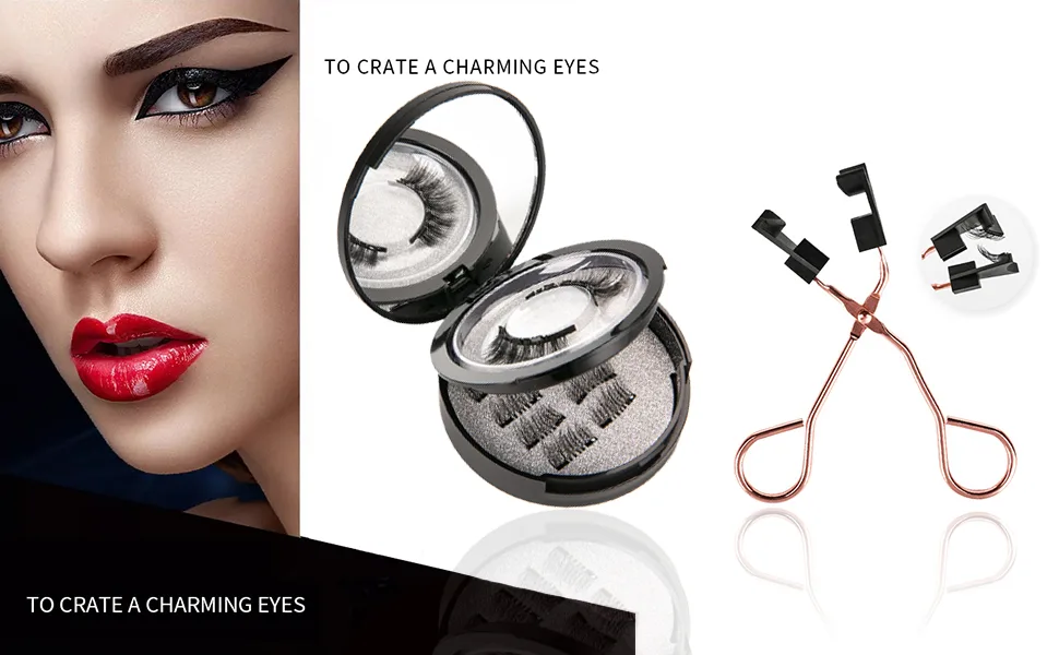 Magnetic Eyelashes without Eyeliner 3 Pairs Reusable False Lashes Natural Look 3D Effect Waterproof Fake Eyelash Set with Applicator Black - Magnetic Eyelashes
