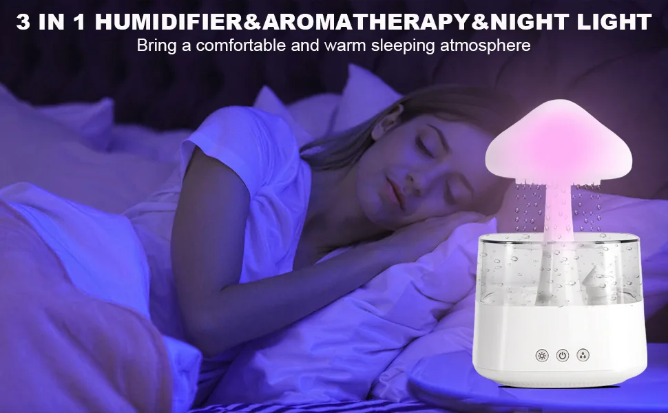 MIFXIN Cloud Rain Humidifier with 7 Colors LED Light Aromatherapy Essential Oil Diffusers Micro Humidifier with Remote Control Desk Fountain Bedside Sleeping Relaxing Mood Water Drop Sound (Black) Black 2024 - cloud rain humidifier