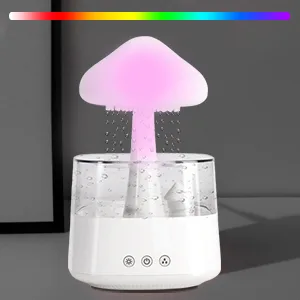 MIFXIN Cloud Rain Humidifier with 7 Colors LED Light Aromatherapy Essential Oil Diffusers Micro Humidifier with Remote Control Desk Fountain Bedside Sleeping Relaxing Mood Water Drop Sound (Black) Black 2024 - light