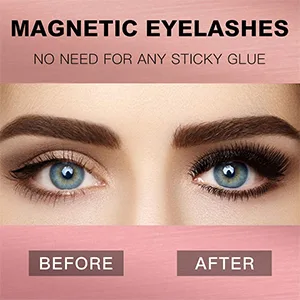 Magnetic Eyelashes without Eyeliner 4 Pairs Reusable False Lashes Natural Look 3D Effect Waterproof Fake Eyelash Set with Applicator Pink - Magnetic Eyelashes