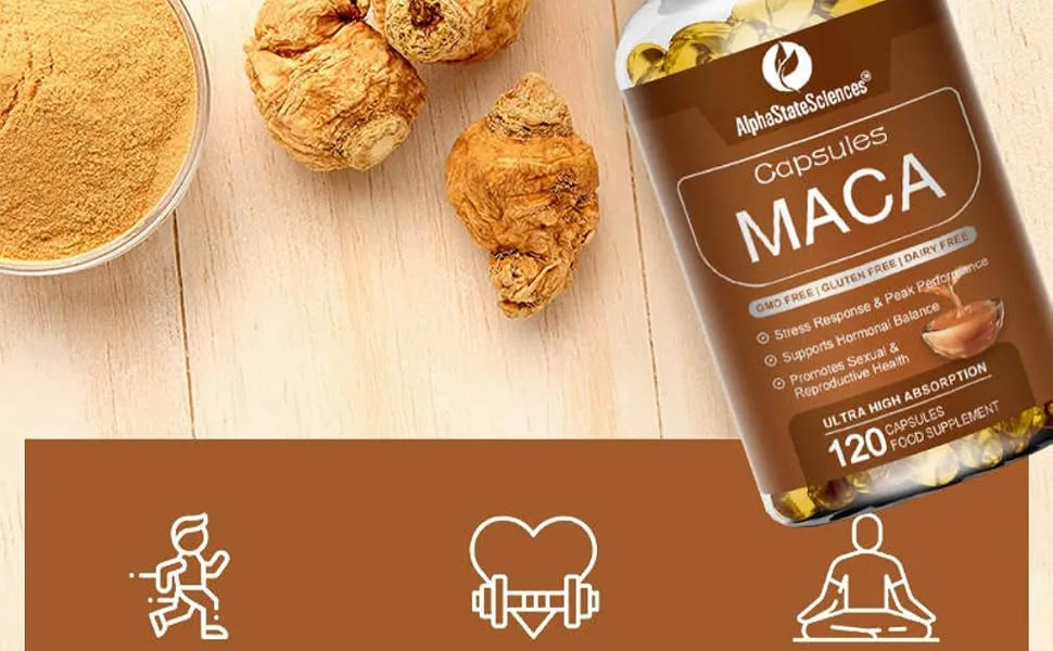 Premium Blend - Maca Root 6000mg Ashwaghanda 500mg and More - Energize Boost Vatality and Enhance Well Being 120 Capsules - 2months Supply - Maca 1