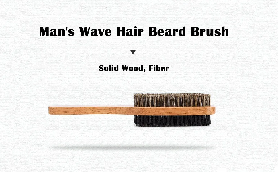 Men's Beard Brush Double-Sided Facial Hair Brush Shaving Comb Male Mustache Brush Solid Wood Handle - product information 1