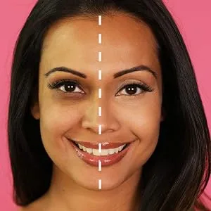 Liquid VO2 Vasanti Cosmetics Liquid Cover-Up - Under Eye Corrector for Medium to Deep Skin Tones - Paraben Free - Before and after liquid vo2 huda vasanti