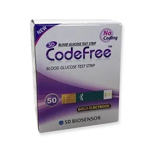 100 Strips - SD Codefree Blood Glucose Monitor/Monitoring Test/Testing Kit Replacement Strips - codefree box