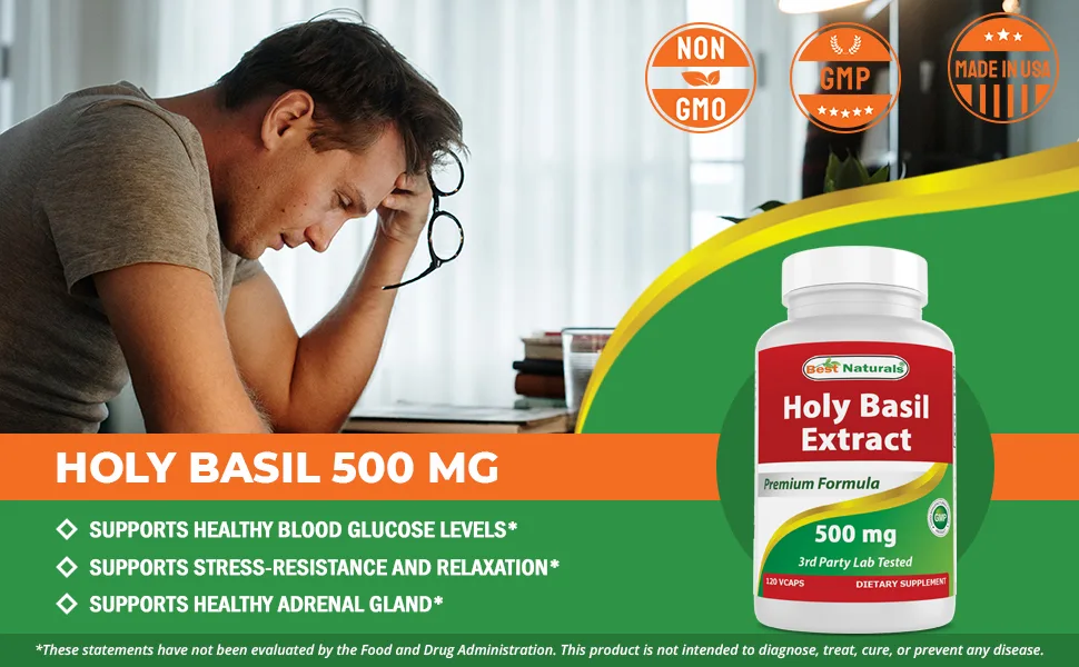 Best Naturals Holy Basil Extract 500 mg 120 VCaps (120 Count (Pack of 1)) - product information 2
