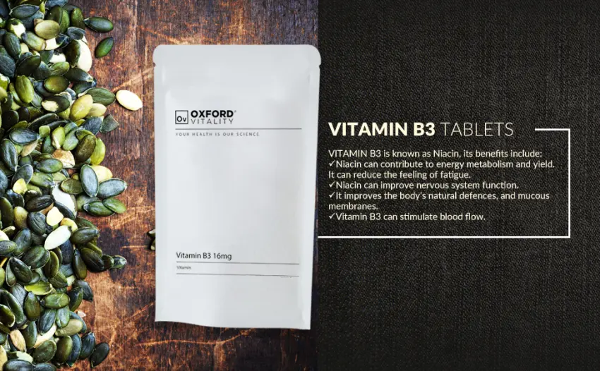 Vitamin B3 Tablets | 16mg Supplement for Energy & General Health | Oxford Vitality 120 Count (Pack of 1) - Vitamin B3