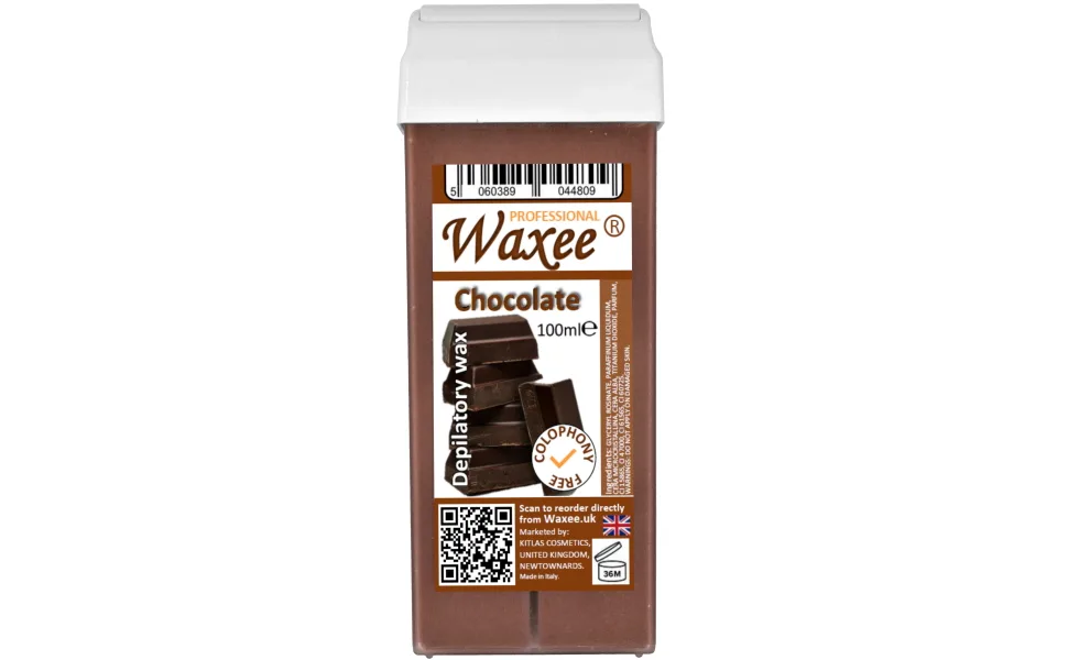 6x 100ml Roller ROLL ON WAX CARTRIDGE + 100 strips Body & Leg "Waxee" NEW FORMULA (Chocolate TiO2 line) - Waxee, 100ml roll-on wax CHOCOLATE.