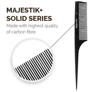 Rat Tail Comb Black Professional Carbon Fiber Standard Tail Pin Comb Anti Static Heat Resistant Strong Durable Fine Tooth By Majestik+ - solid series majestik carbon fibre made with best highest quality hair comb high heat resistant