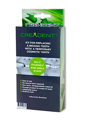 CREADENT Kit for Replacing a Missing Tooth with a Temporary Cosmetic Tooth - CREADENT UK 300X400