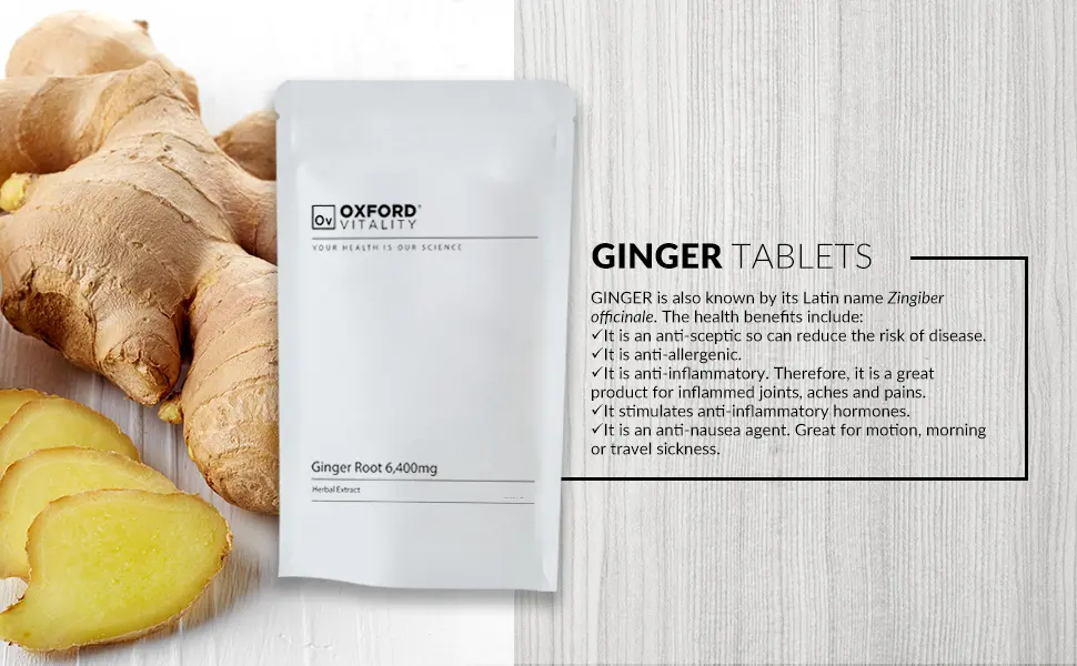 Ginger Tablets | Ultra Strength 6400mg Supplements | Oxford Vitality 120 Count (Pack of 1) - product information 2