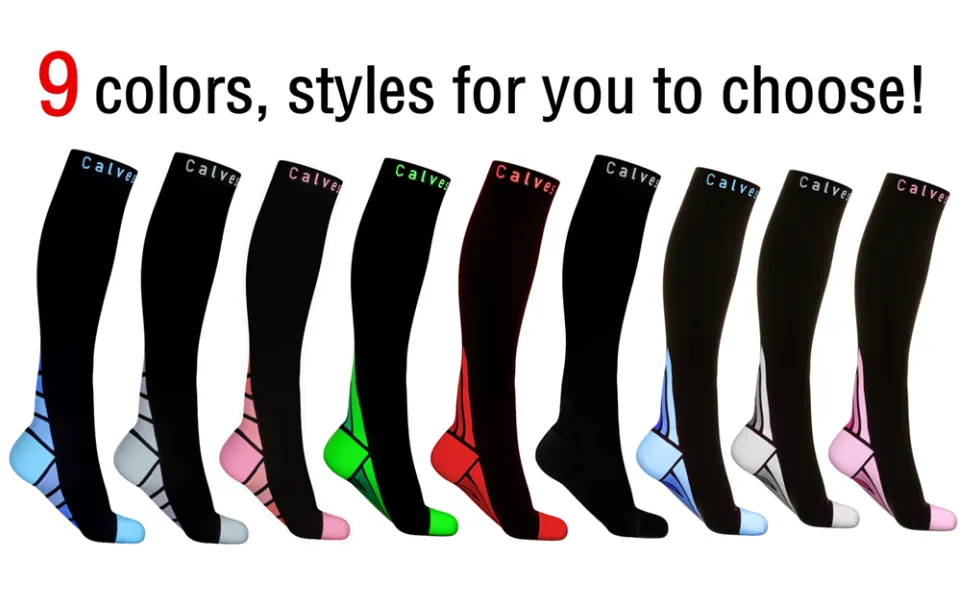 Compression Socks / Stockings for Men & Women Better Blood Circulation Black & Pink S/M(For Women 4-6.5 / For Men 4-8)2 same pair Black & Pink S-M - 888888