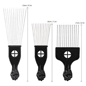 3Pcs Afro Combs Professional Metal African American Hair Comb for Hairdressing Styling Tool - product information 5