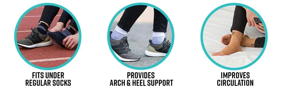 Bitly Plantar Fasciitis Socks - Comfortable Toeless Compression Socks for Foot & Heel Support - Premium Ankle Support Brace to Improve Circulation XL Beige - bullet point