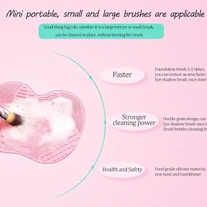 Make-up Brush cleaner made Of Silicone/Multiple Rugged Patterns and Has Strong suctions Size : Small | Colour : Dark Pink  - product information 7