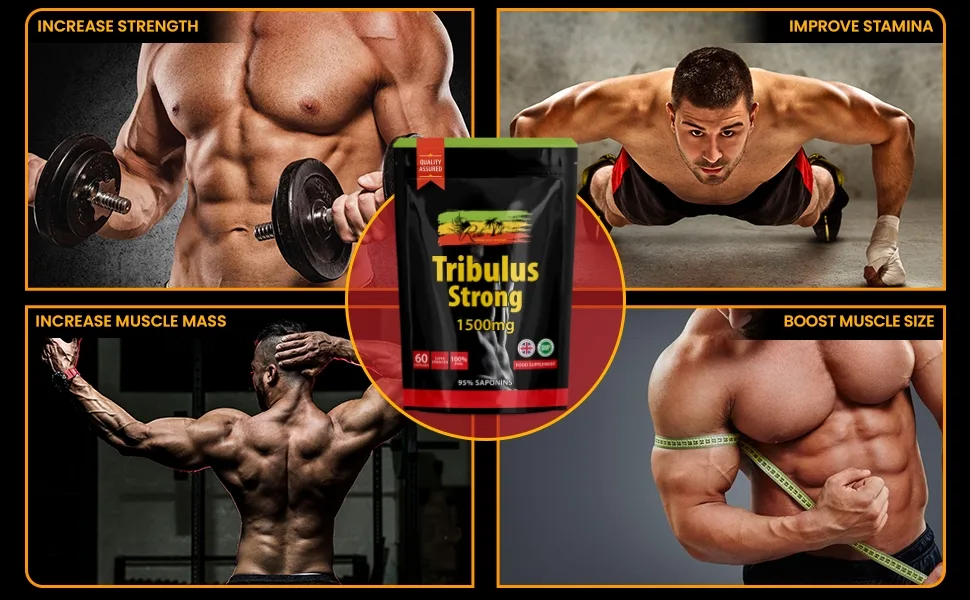 Tribulus Terrestris High Strength Supplement - Strong 95% Saponins Extract Capsules for Muscle Growth and Mass - UK Made - Tribulus Terrestri Terrestris Muscle Supplements Men Steroids Testosterone High Strength Growth male