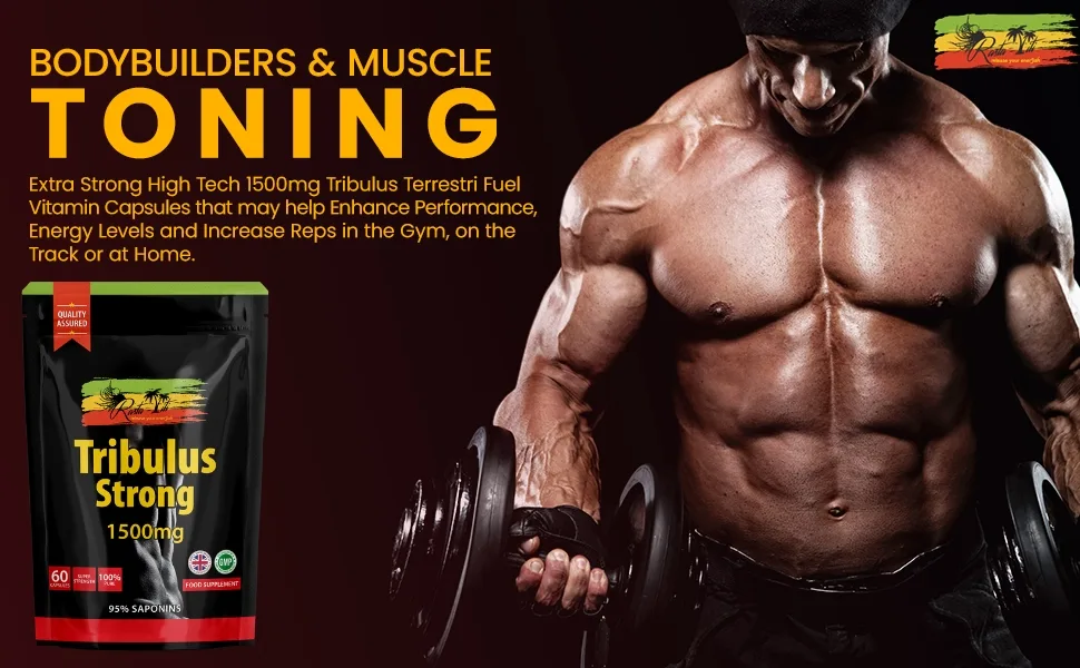Tribulus Terrestris High Strength Supplement - Strong 95% Saponins Extract Capsules for Muscle Growth and Mass - UK Made - Tribulus Terrestri Terrestris Muscle Supplements Men Steroids Testosterone High Strength Growth Male